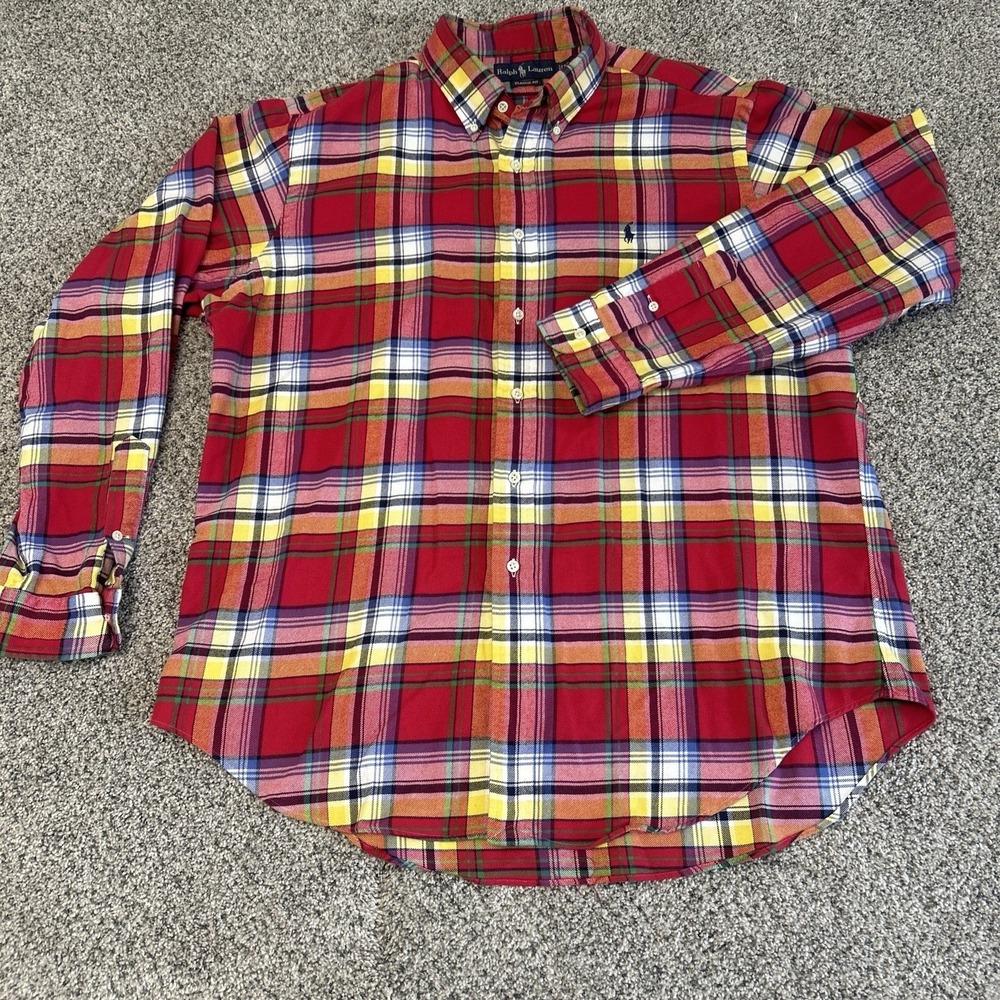 Vintage Men's XL Classic Fit Ralph Lauren Flannel Check Shirt Multicolor - Picture 2 of 12